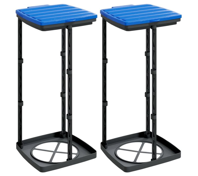 Porte-sacs Poubelles 2 Pièces Noir Et Bleu 60 L Pp