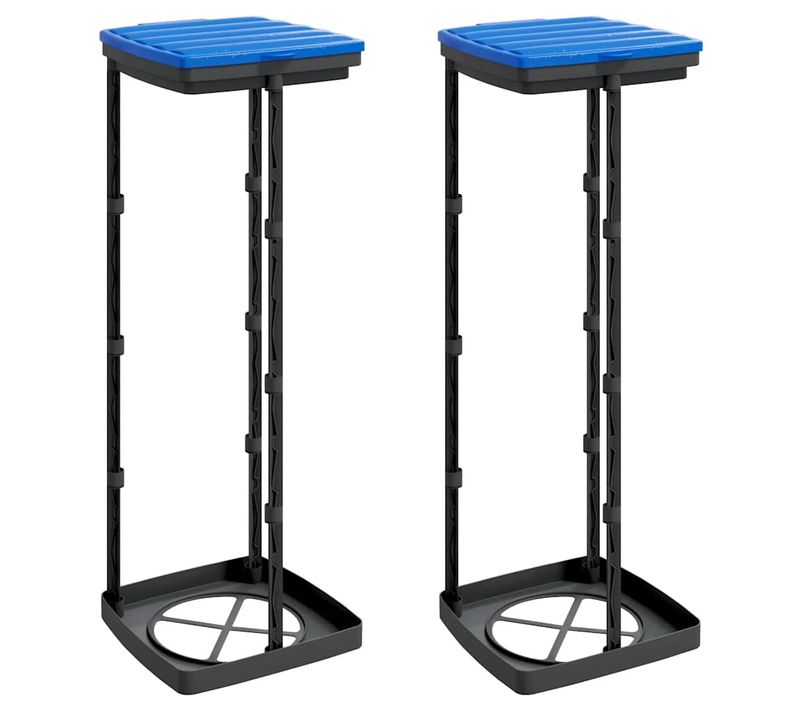 Porte-sacs Poubelles 2 Pièces Noir Et Bleu 120 L Pp