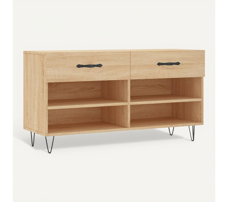 Banc à Chaussures Chêne Sonoma 102x35x55 Cm Bois Contreplaqué