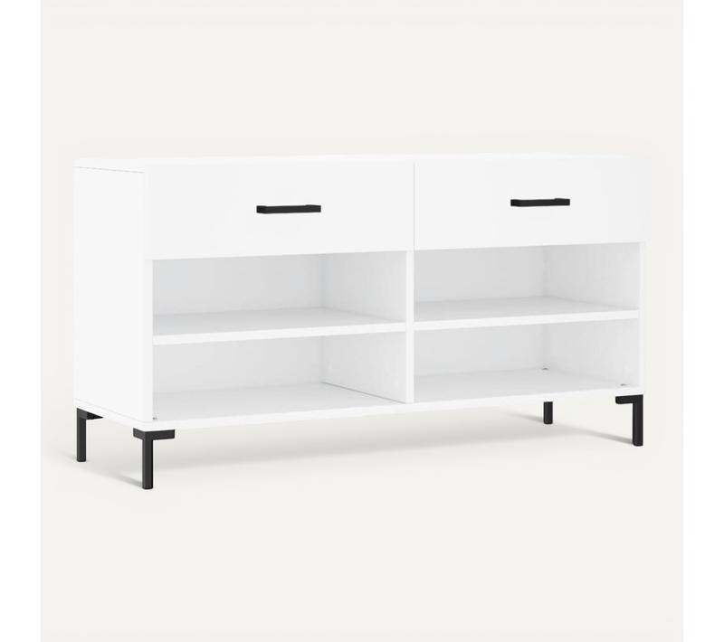 Banc à Chaussures Blanc 102x35x55 Cm Bois Contreplaqué
