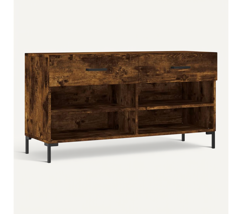 Banc à Chaussures Chêne Fumé 102x35x55 Cm Bois Contreplaqué