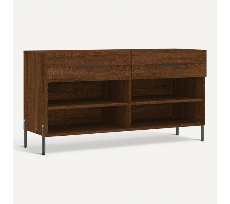 Banc à Chaussures Chêne Marron 102x35x55 Cm Bois Contreplaqué
