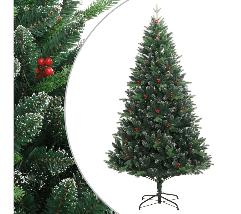 Sapin De Noël Artificiel à Charnières Avec Baies Rouges 150 Cm