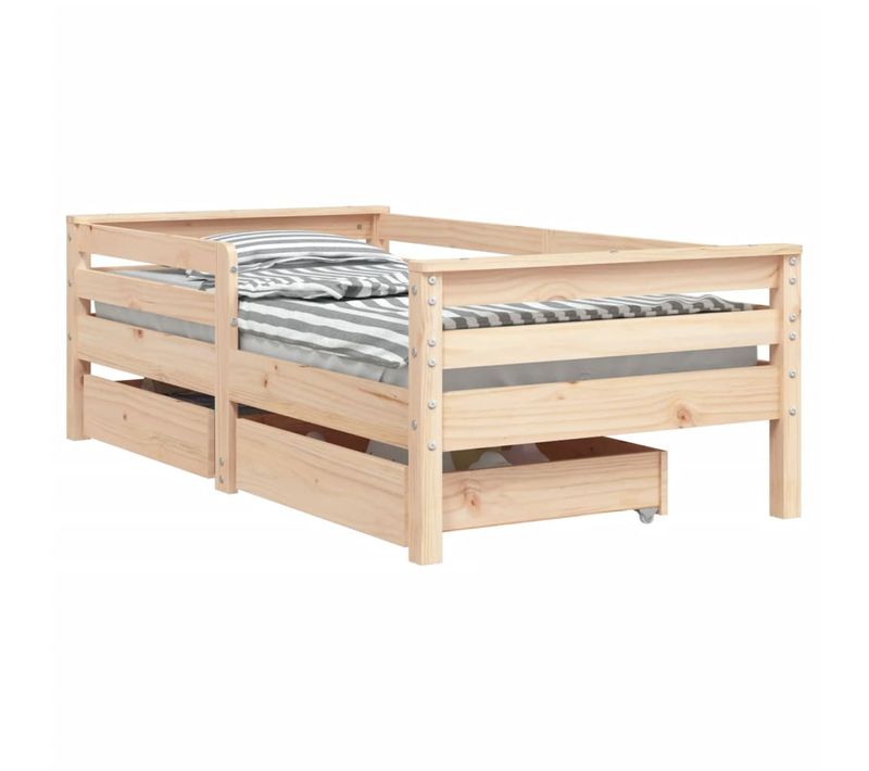Cadre De Lit Enfant Avec Tiroirs 70x140 Cm Bois De Pin Massif
