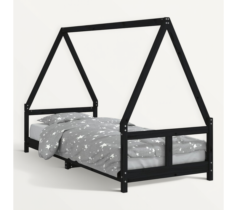 Lit cabane Pour Enfants Noir 80x200 Cm Bois De Pin Massif