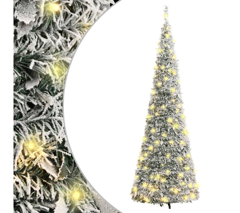 Sapin De Noël Artificiel Escamotable Avec Neige Floquée 150 LED