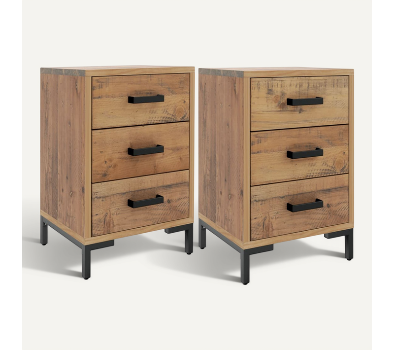 Tables De Chevet 2 Pièces 40x30x55 Cm Bois De Pin Massif