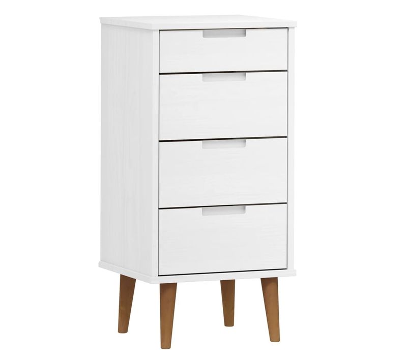 Commode Molde Blanc 40x35x82 Cm Bois De Pin Massif