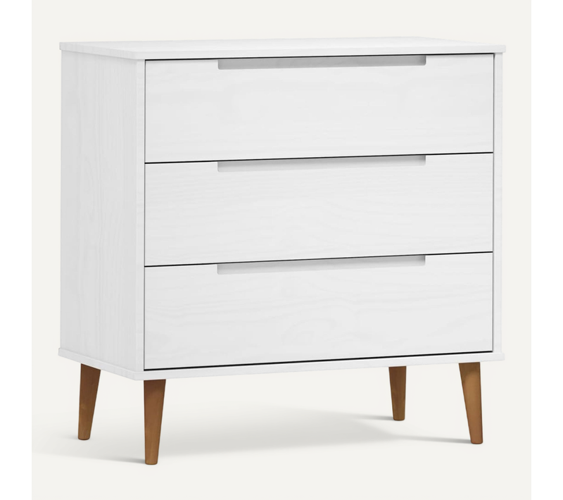 Meuble À Tiroirs "molde" Avec Finition Anti-rayures Uv Blanc 80x40x80 Cm Bois Massif Pin