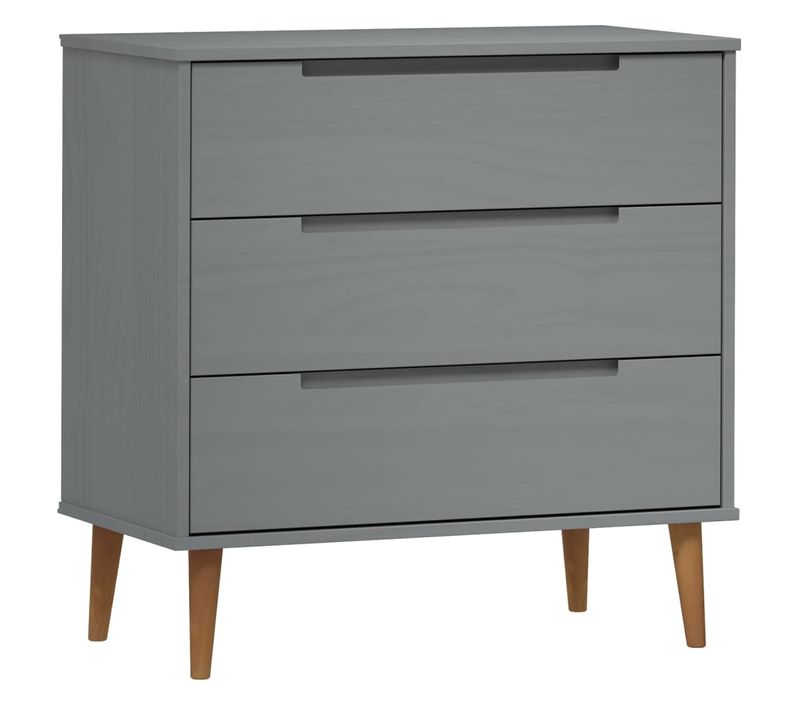 Commode Molde Gris 80x40x80 Cm Bois De Pin Massif