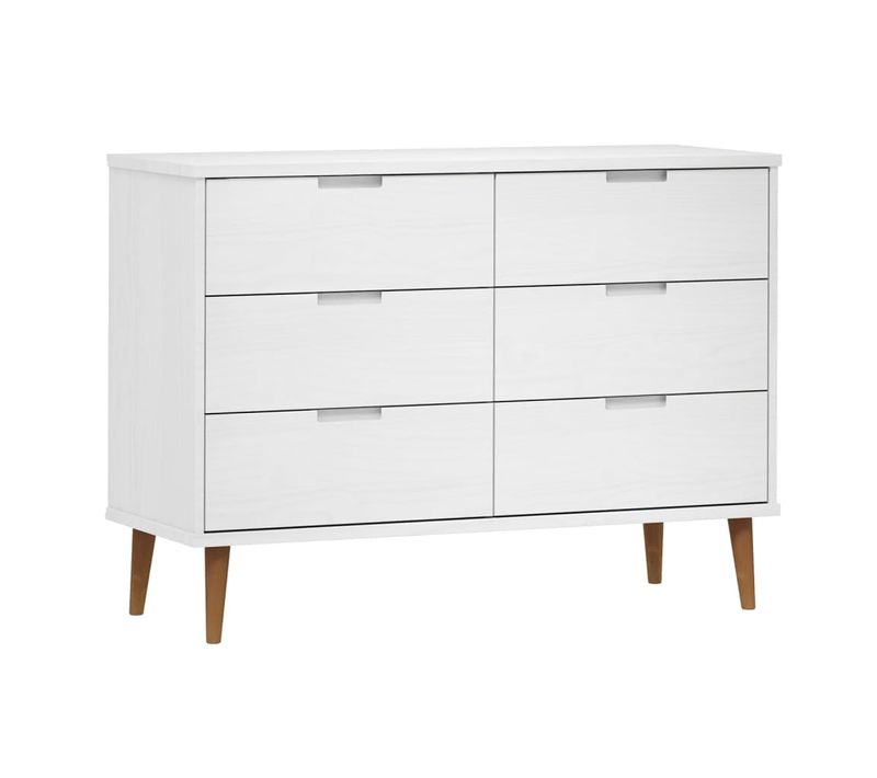 Commode Molde Blanc 113x40x80 Cm Bois De Pin Massif