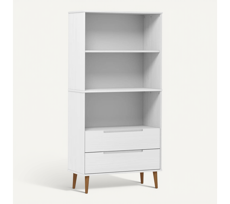 Bibliothèque Molde Blanc 85x35x170,5 Cm Bois Massif De Pin