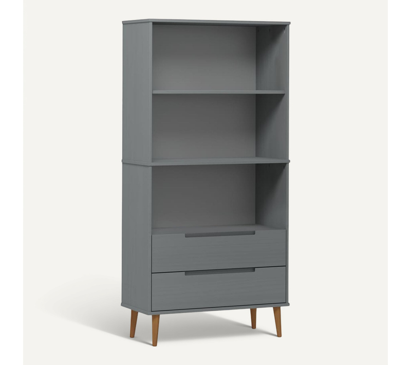 Bibliothèque Molde Gris 85x35x170,5 Cm Bois Massif De Pin