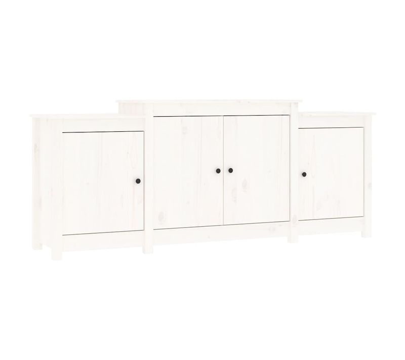 Buffet Blanc 164x37x68 Cm Bois Massif De Pin