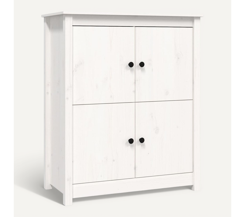 Buffet Blanc 83x41,5x100 Cm Bois Massif De Pin