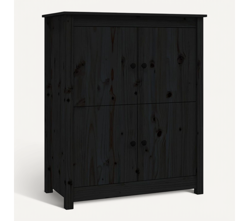 Buffet Noir 83x41,5x100 Cm Bois Massif De Pin