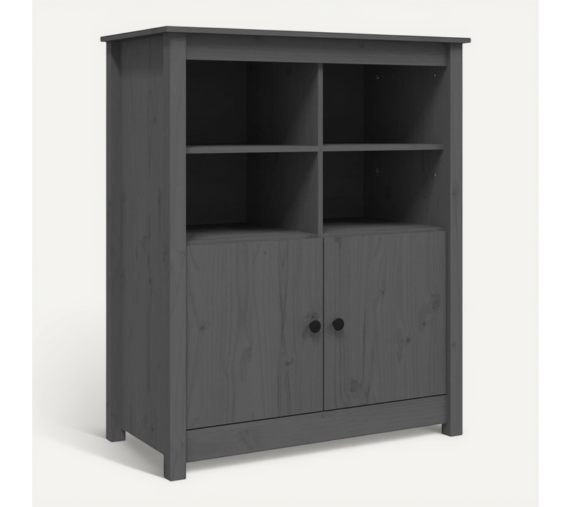 Buffet Gris 83x41,5x100 Cm Bois Massif De Pin
