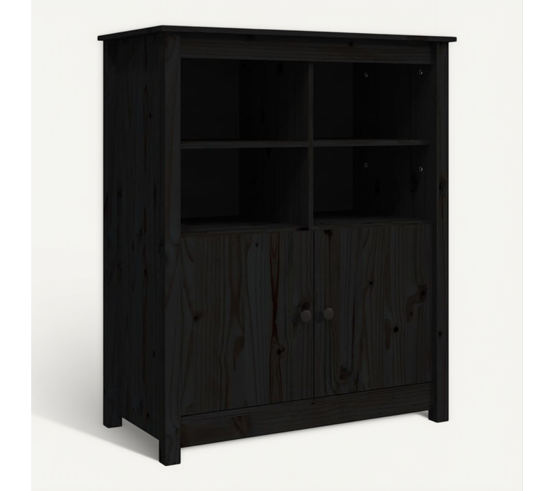 Buffet Noir 83x41,5x100 Cm Bois Massif De Pin