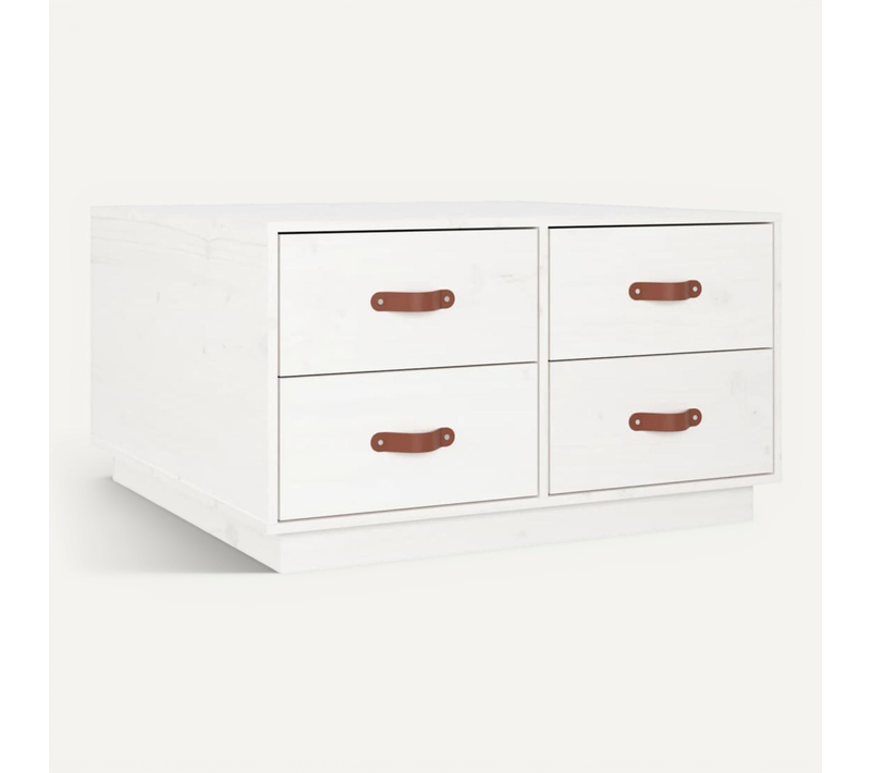 Table Basse Blanc 80x80x45 Cm Bois Massif De Pin