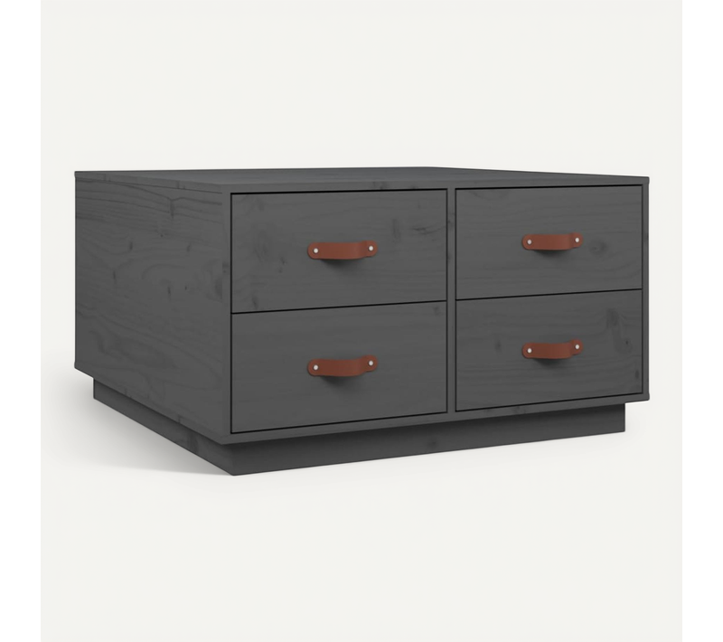 Table Basse Gris 80x80x45 Cm Bois Massif De Pin