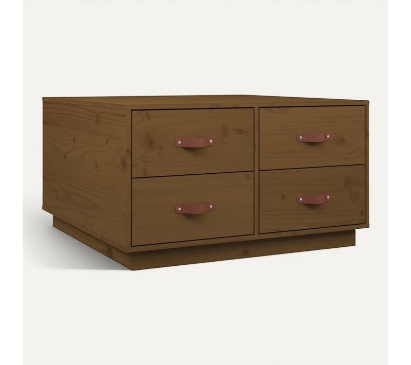 Table Basse Marron Miel 80x80x45 Cm Bois Massif De Pin