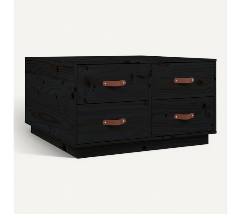 Table Basse Noir 80x80x45 Cm Bois Massif De Pin