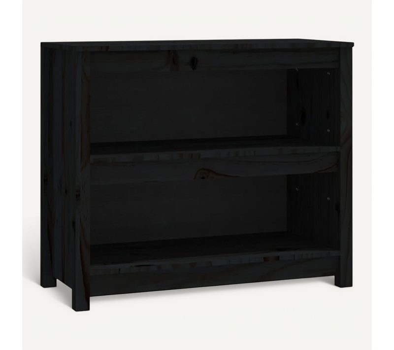 Bibliothèque Noir 80x35x68 Cm Bois De Pin Massif