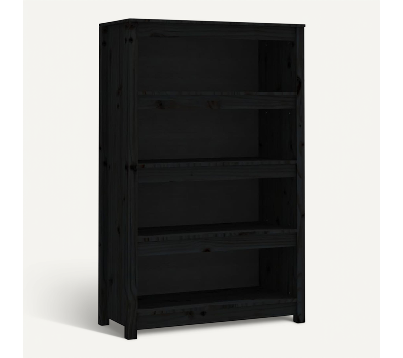 Bibliothèque Noir 80x35x126 Cm Bois De Pin Massif