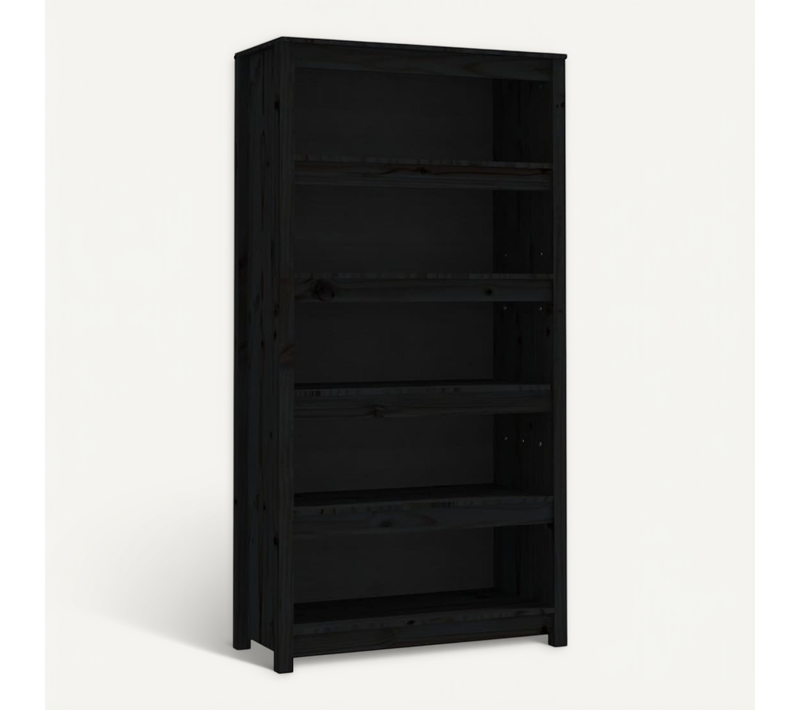 Bibliothèque Noir 80x35x154 Cm Bois De Pin Massif