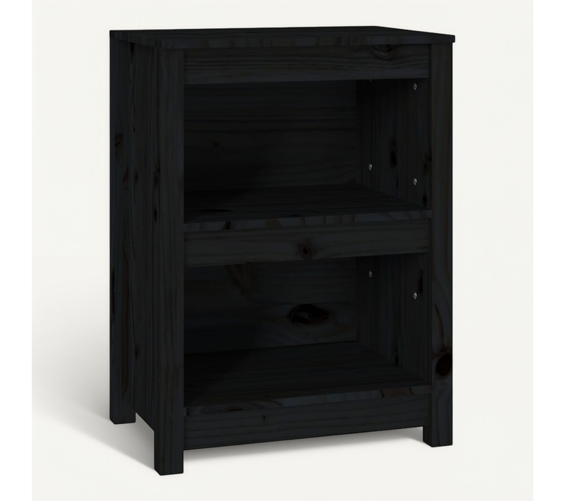 Bibliothèque Noir 50x35x68 Cm Bois De Pin Massif