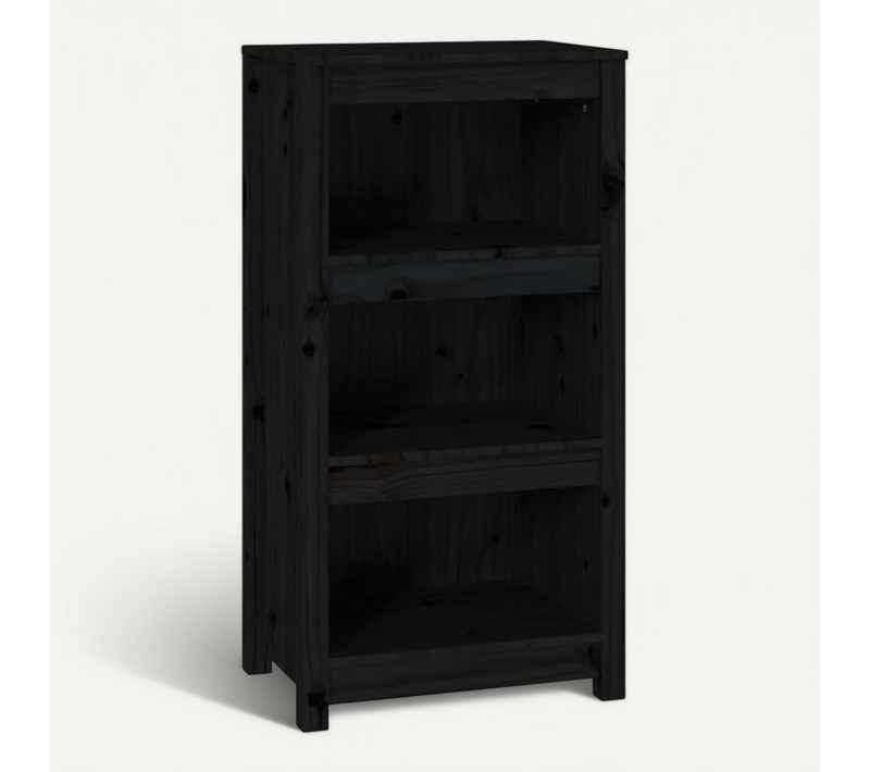 Bibliothèque Noir 50x35x97 Cm Bois De Pin Massif