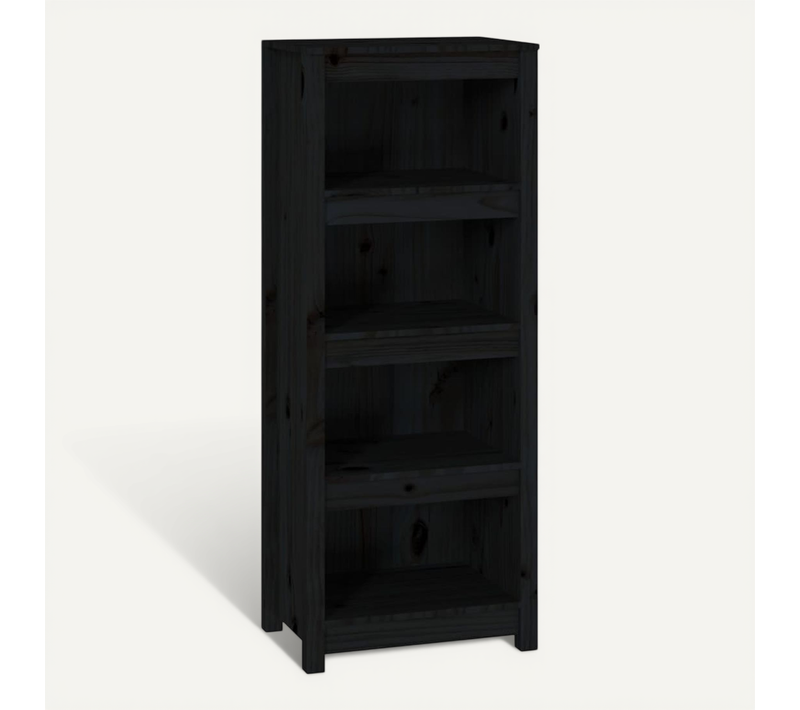 Bibliothèque Noir 50x35x125,5 Cm Bois De Pin Massif
