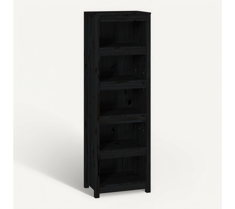 Bibliothèque Noir 50x35x154 Cm Bois De Pin Massif