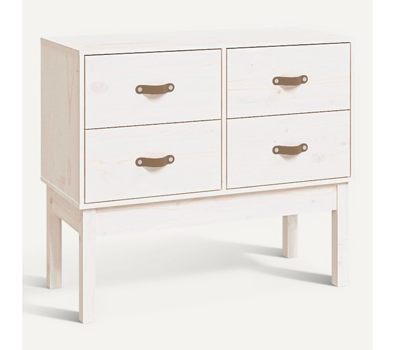 Armoire Console Blanc 90x40x78 Cm Bois De Pin Solide