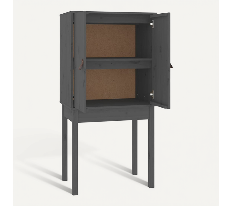 Buffet Haut Gris 60x40x120 Cm Bois Massif De Pin
