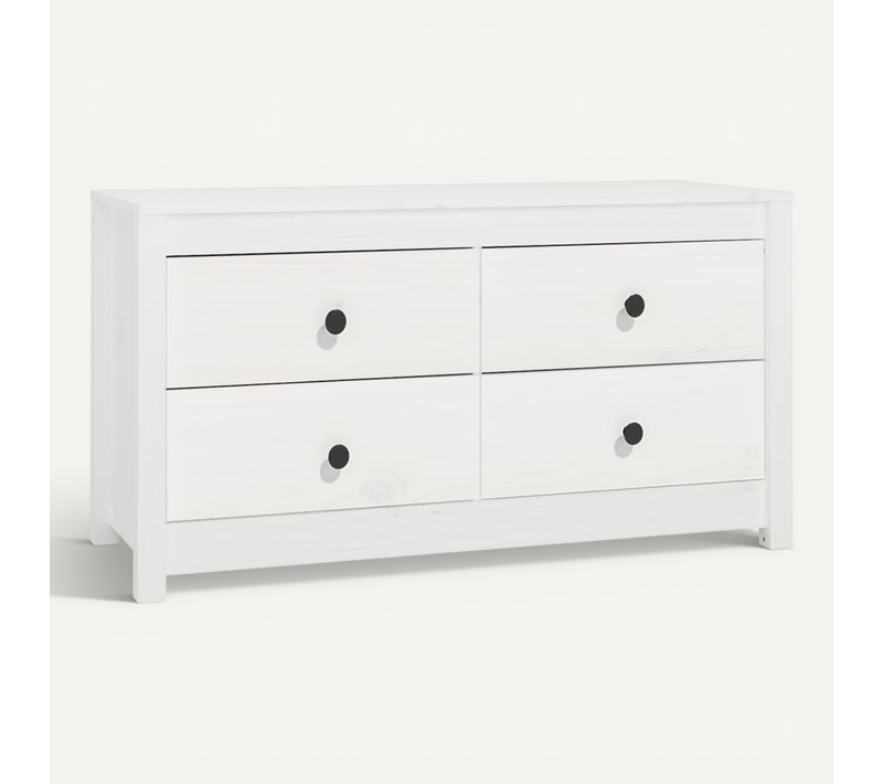 Armoire Latérale Blanc 100x40x54 Cm Bois De Pin Massif