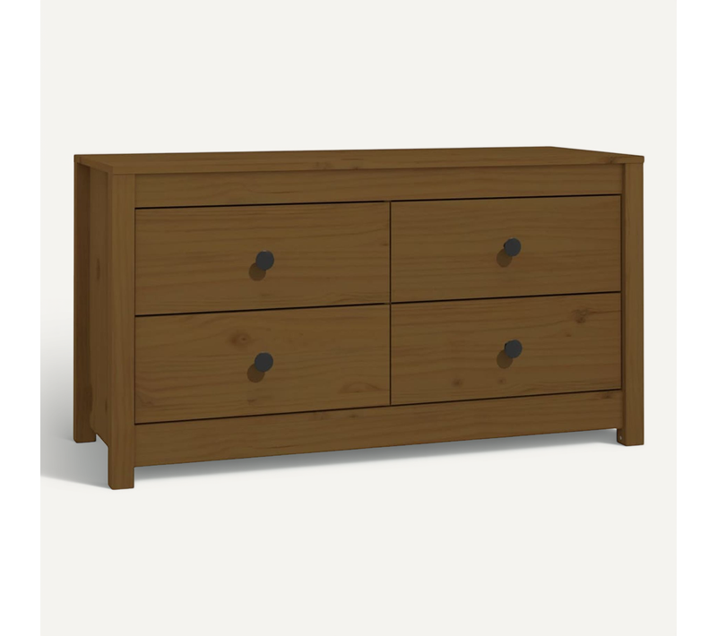 Armoire Latérale Marron Miel 100x40x54 Cm Bois De Pin Massif