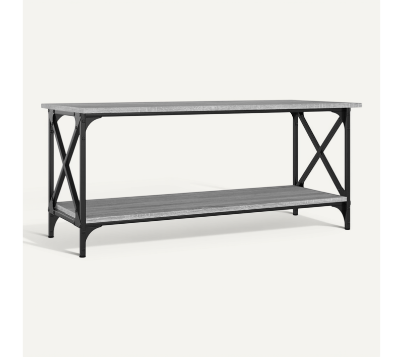 Table Basse Sonoma Gris 100x45x45 Cm Bois Contreplaqué Et Fer