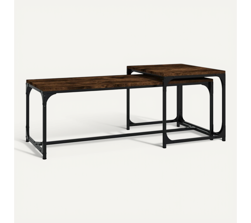 Tables Basses 2 Pièces Chêne Fumé Bois Contreplaqué