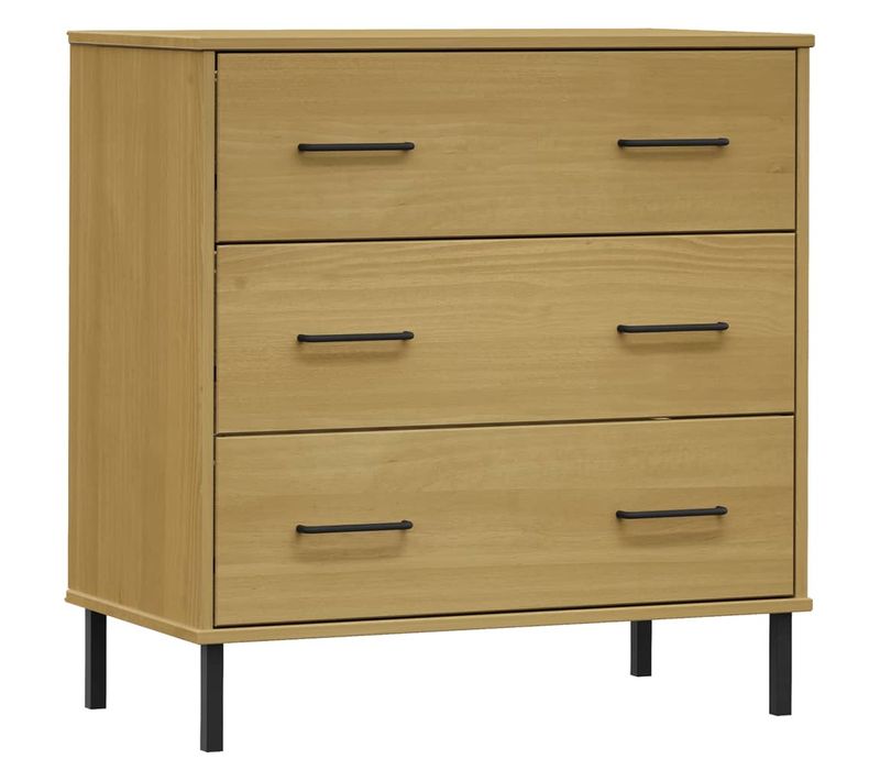Buffet Avec 3 Tiroirs Marron 77x40x79,5 Cm Bois Massif Oslo