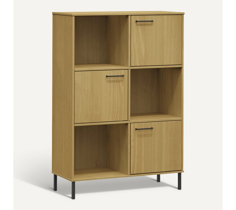 Bibliothèque Avec Pieds En Métal Marron 90x35x128,5cm Bois Oslo