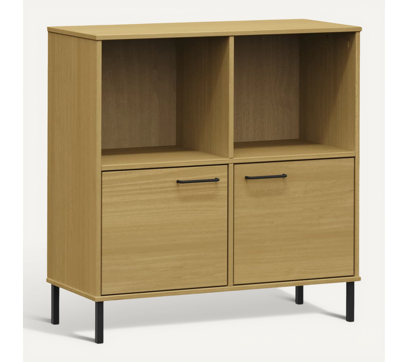 Bibliothèque Avec Pieds En Métal Marron 90x35x90,5 Cm Bois Oslo