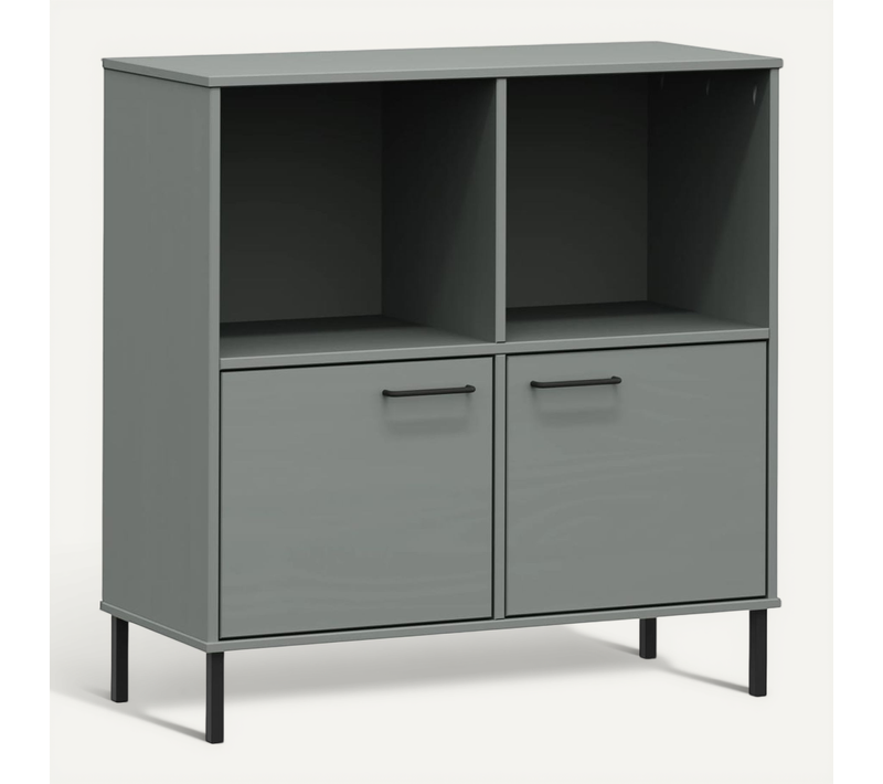 Bibliothèque Avec Pieds En Métal Gris 90x35x90,5 Cm Bois Oslo