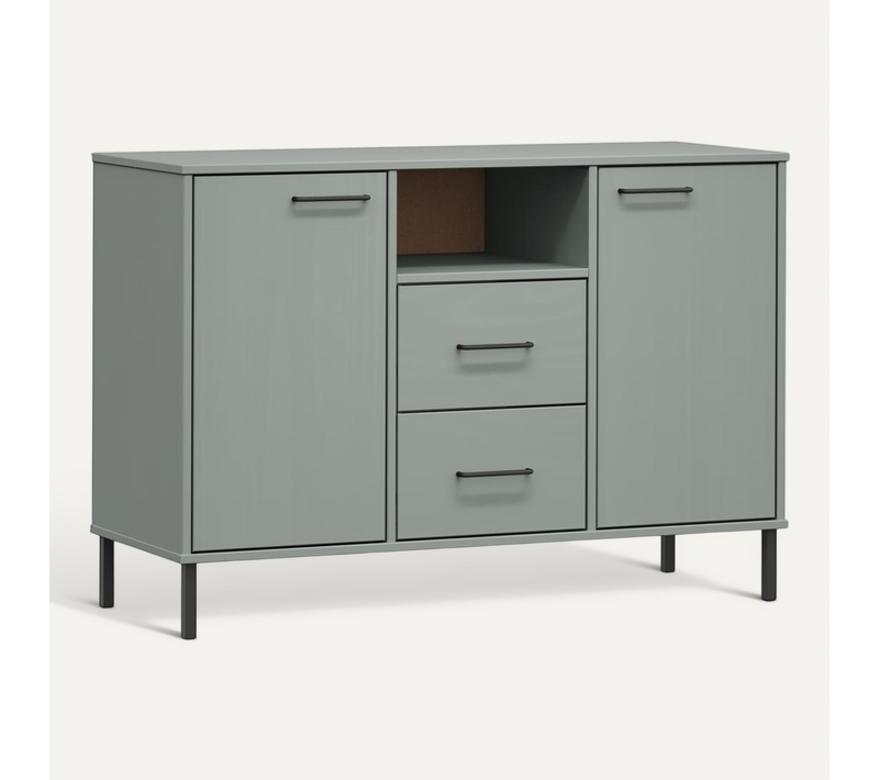 Buffet Avec Pieds En Métal Gris 113x40x77 Cm Bois Massif Oslo
