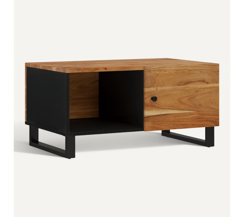 Table Basse 80x50x40 Cm Bois D'acacia Solide Et D'contreplaqué