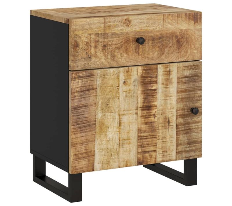 Table De Chevet 50x33x60 Cm Bois De Manguier Et D'ingénierie