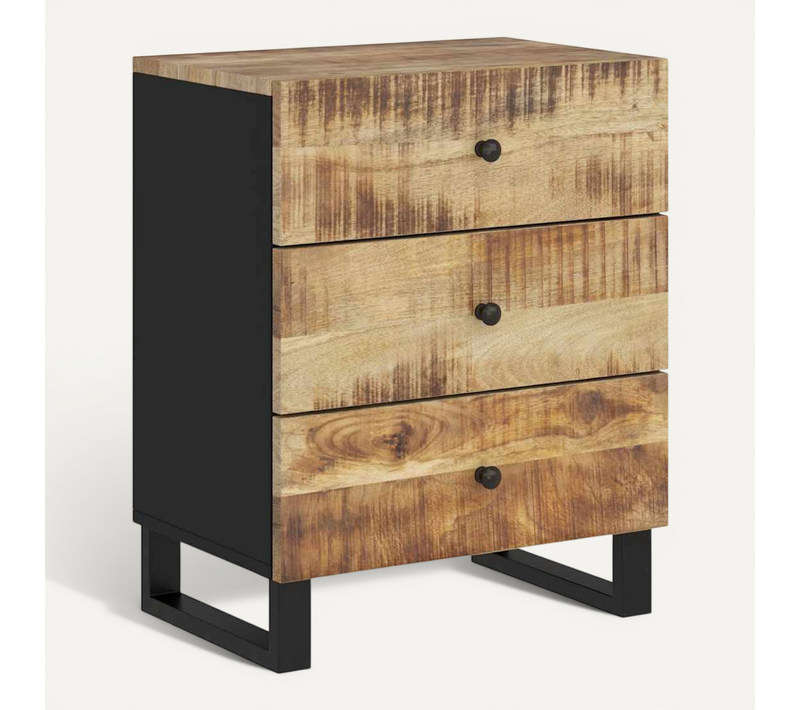 Table De Chevet 50x33x62 Cm Bois De Manguier Et Contreplaqué