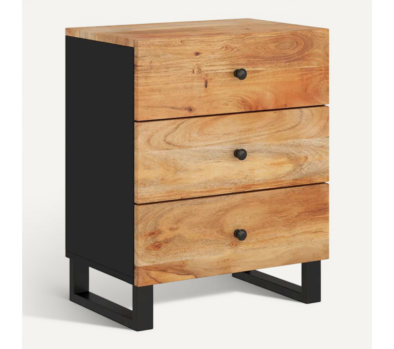 Table De Chevet 50x33x62cm Bois D'acacia Solide Et Contreplaqué