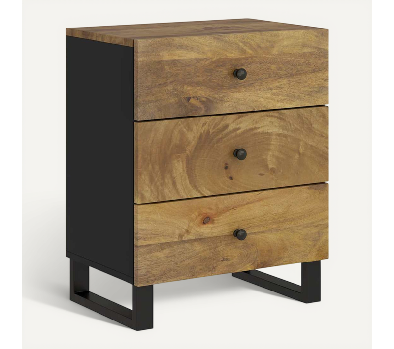 Table De Chevet 50x33x62cm Bois De Manguier Et Contreplaqué