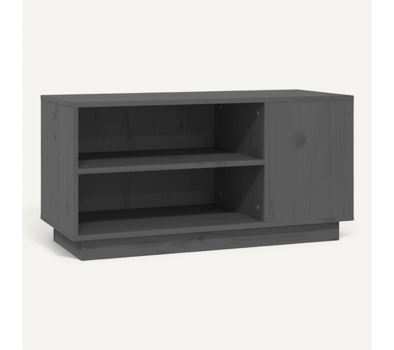 Meuble TV Gris 80x35x40,5 Cm Bois De Pin Massif